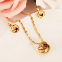 necklace sets womens gift wholesale gold color unique ball necklace stud earrings pendant jewelry sets gifts accessories charm