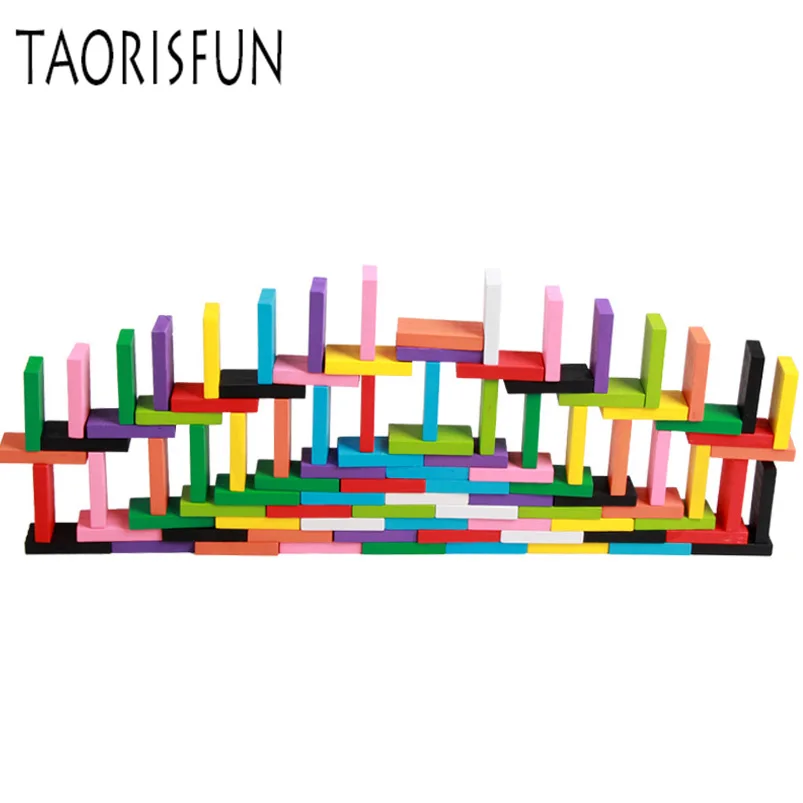 TAORISFUN 240pcs Colored Wooden Kids Toy Domino Blocks Antistress Game Model Kits Non-toxic Educational Toys For Kid Gift | Игрушки и