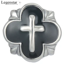 Женский винтажный браслет Legenstar Boom Life Faith Cross с черной эмалью и