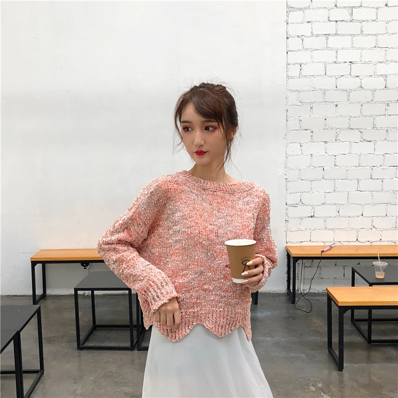 HziriP Корея шикарные милые женские модные трикотажные пуловеры с круглым вырезом