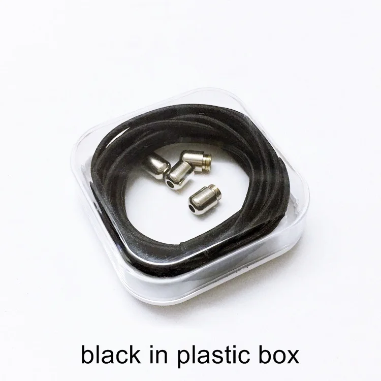 black in box Новые шнурки без галстука эластичные черные круглые шнурки для ботинок трендовые быстрые шнурки для обуви система шнуровки шнурки F067 - Цвет: black in box