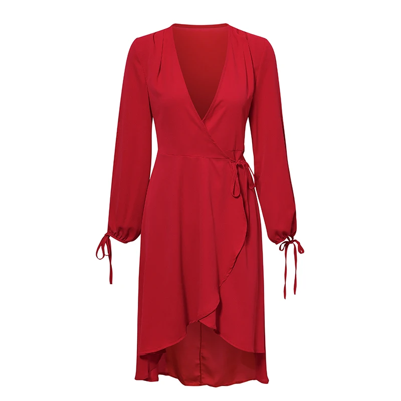 Винтажное элегантное женское красное платье с v-образным вырезом на шнуровке