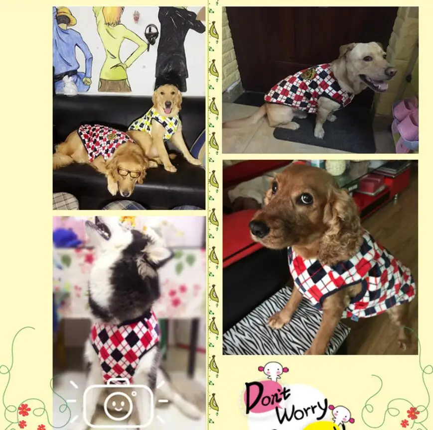Autumn Winter Flannel Soft Dog Pet Vest Diamond Cat Shirt Brithish Clothes for Small Medium Large Apparel XS~6XL |