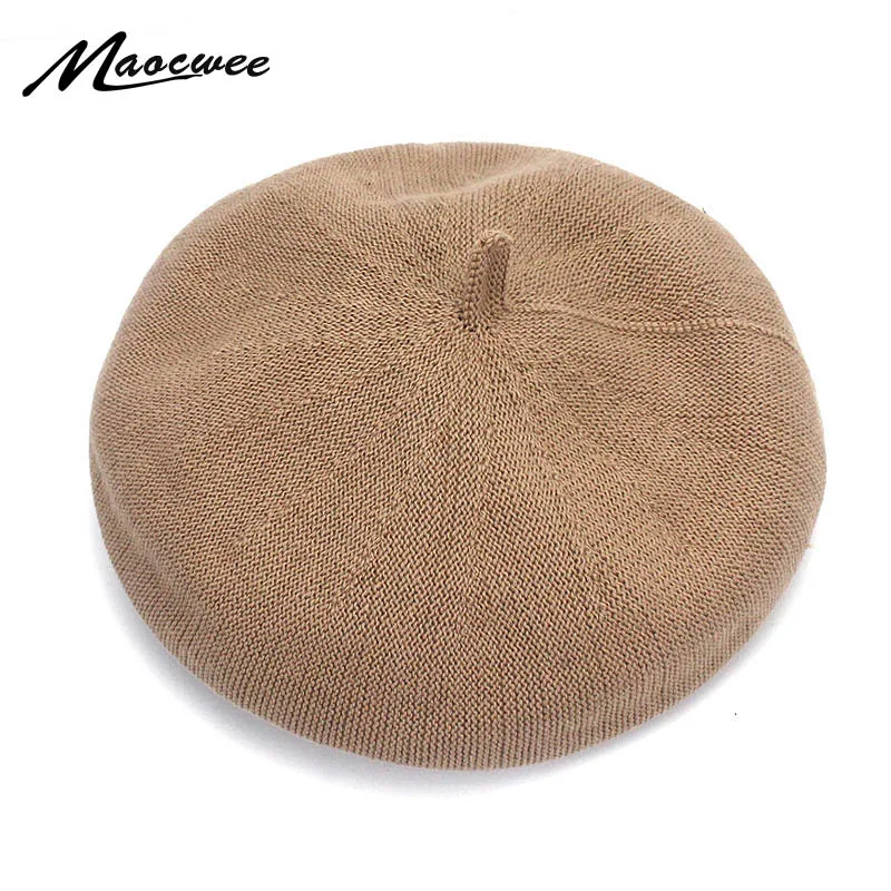 Береты женские весенне-летние винтажные однотонные Кепки из хлопка и льна |