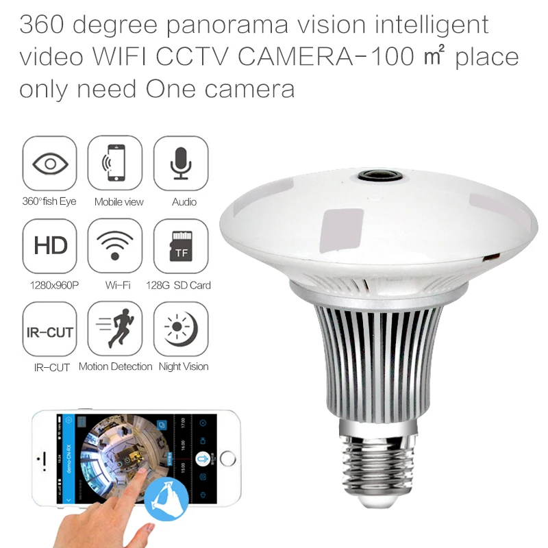 IP-камера 2 Мп 1080P с дистанционным управлением и углом обзора 360 градусов |