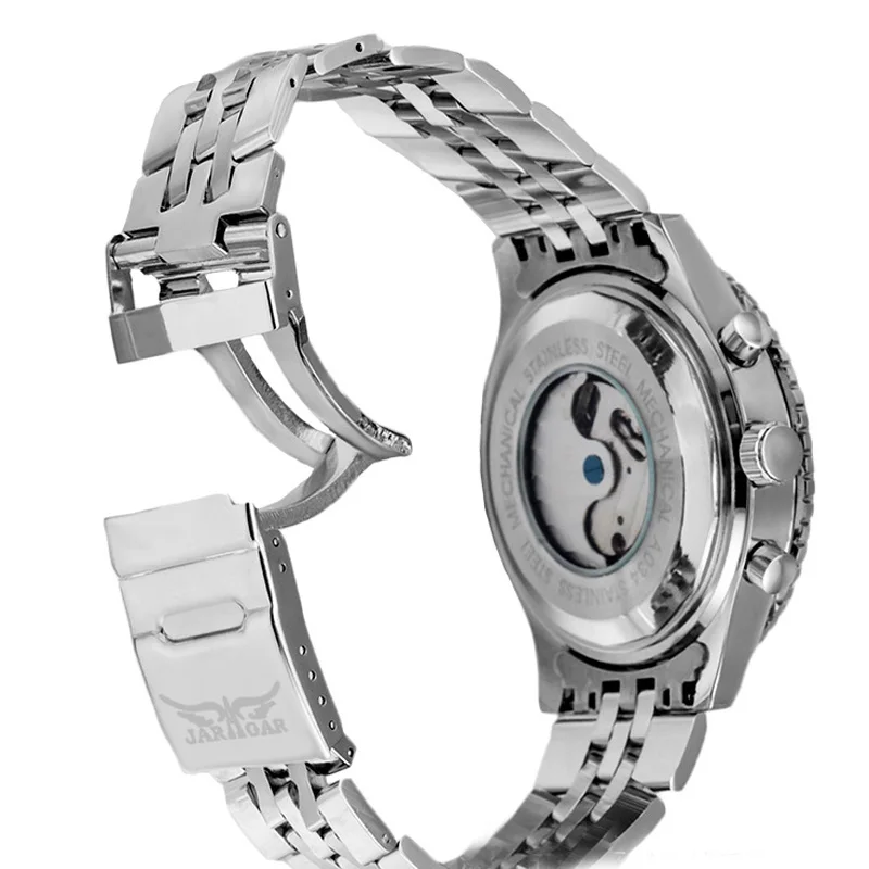 Jaragar tourbillon relogio automatico masculino часы мужчины полная сталь наручные часы мужские часы лучший бренд класса люкс маховик коробка подарков
