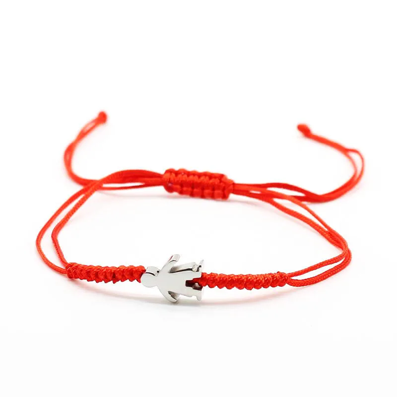 Stainless Steel Little boy Girl Bracelets For Women 2019 Luck Black Red Rope Adjustable Handmade Bracelet Charm Jewelry | Украшения и