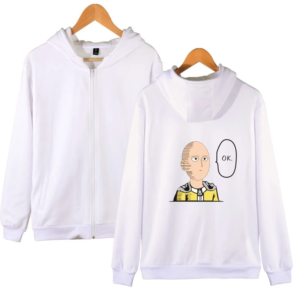 One Punch Man Hero Saitama Oppai Аниме толстовки на молнии флисовая толстовка мужская женская