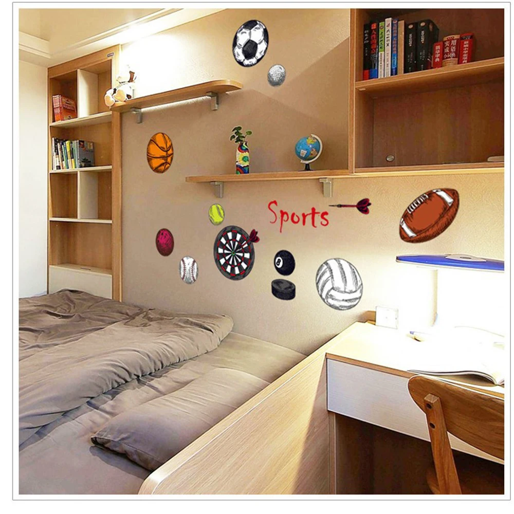2019 Мальчик Баскетбол Футбол Спорт наклейки детская комната милый шар украшение