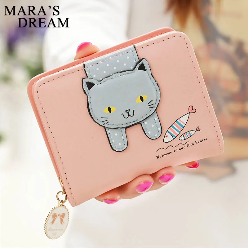 Кошелек Mara's Dream женский с милым котом маленький кошелек на молнии для девушек