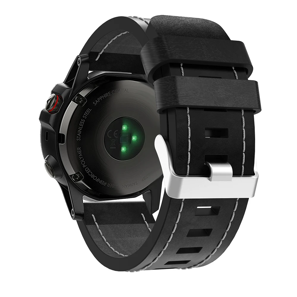 Ремешок из натуральной кожи для Garmin Fenix 3 HR / Sapphire Quaitx сменный ремешок наручных