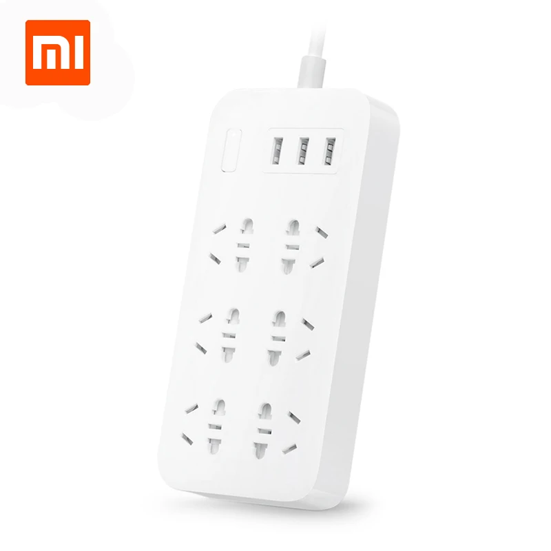 Оригинальный удлинитель питания Xiaomi 6 розеток и 3 usb порта для защиты от