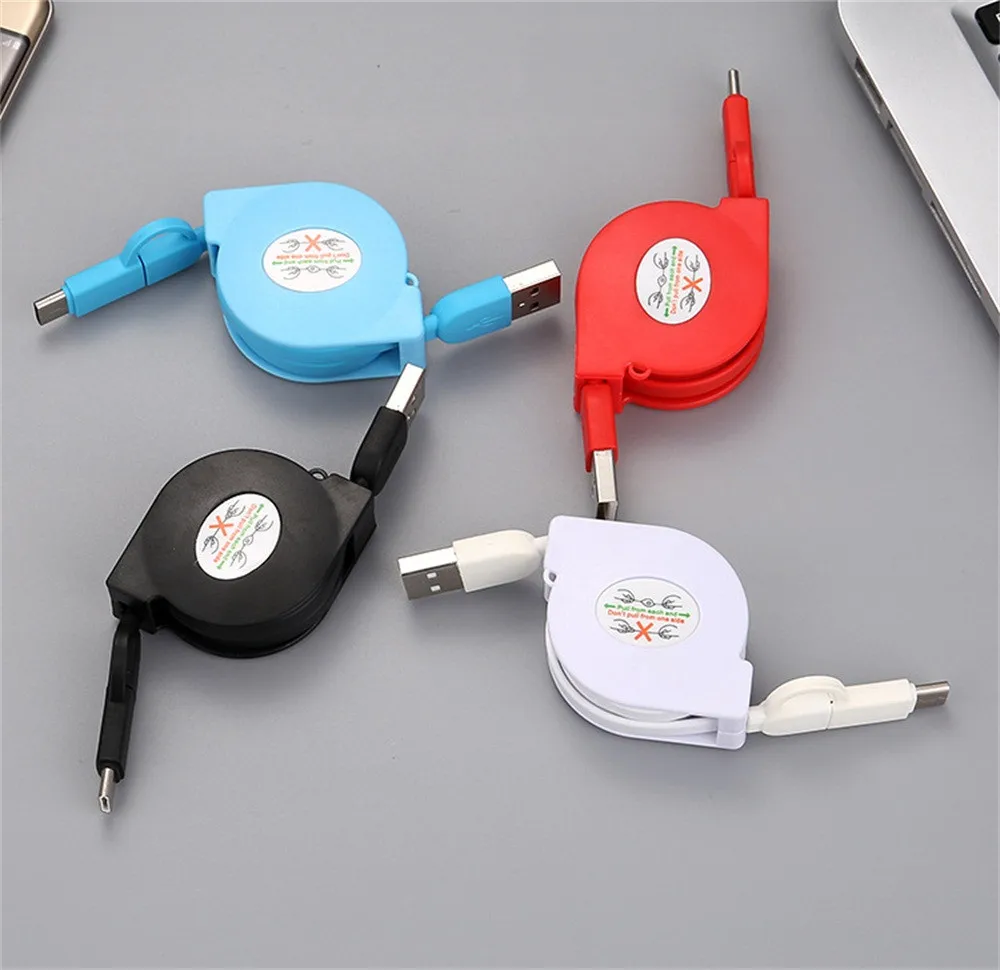 2 в 1 Micro USB и Type C выдвижной кабель для зарядного устройства м/3 фута универсальный