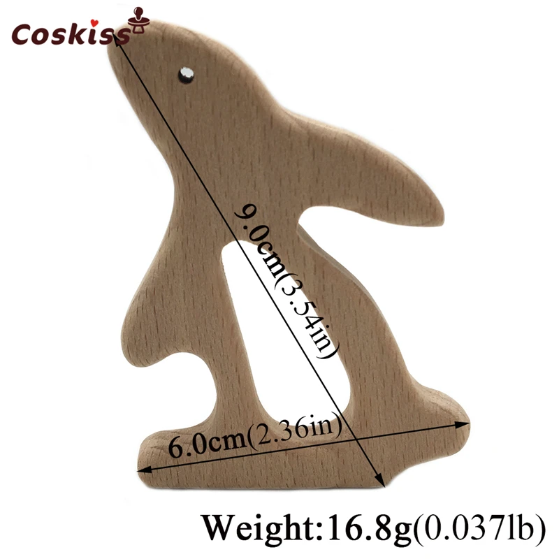 Mordedor de madera de haya para beb&eacute;, accesorios para collar de lactancia, puede masticar animales, regalo DIY para Baby Shower-1