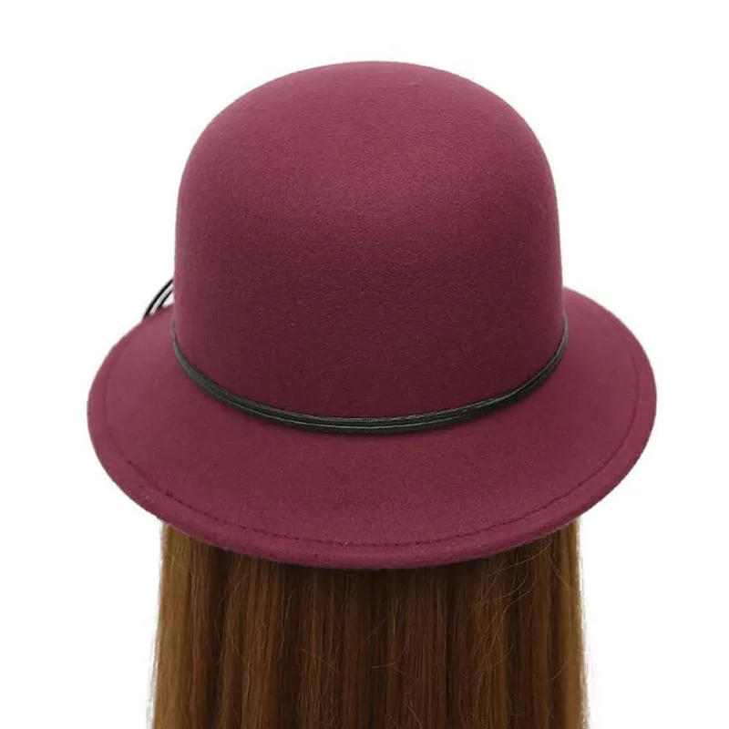 Europe England Style Autumn Winter Hat For Women Fedora Woman Wide Brim Wool Felt Bowknot Fedoras Vintage Ladies bonnet Cap | Аксессуары