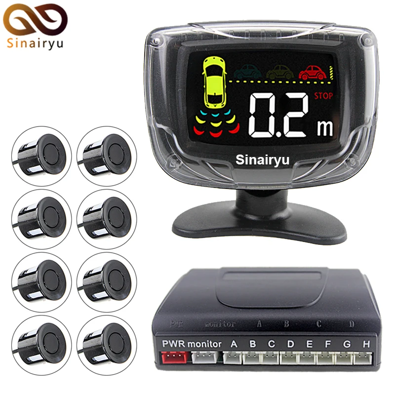 Weatherproof 8 Rear Front View Car Parking Sensor Sensors Reverse Backup Radar Kit With LCD Display Monitor System | Автомобили и