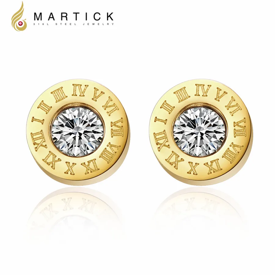 Серьги-гвоздики женские круглые из нержавеющей стали с фианитом 8 мм | Украшения и