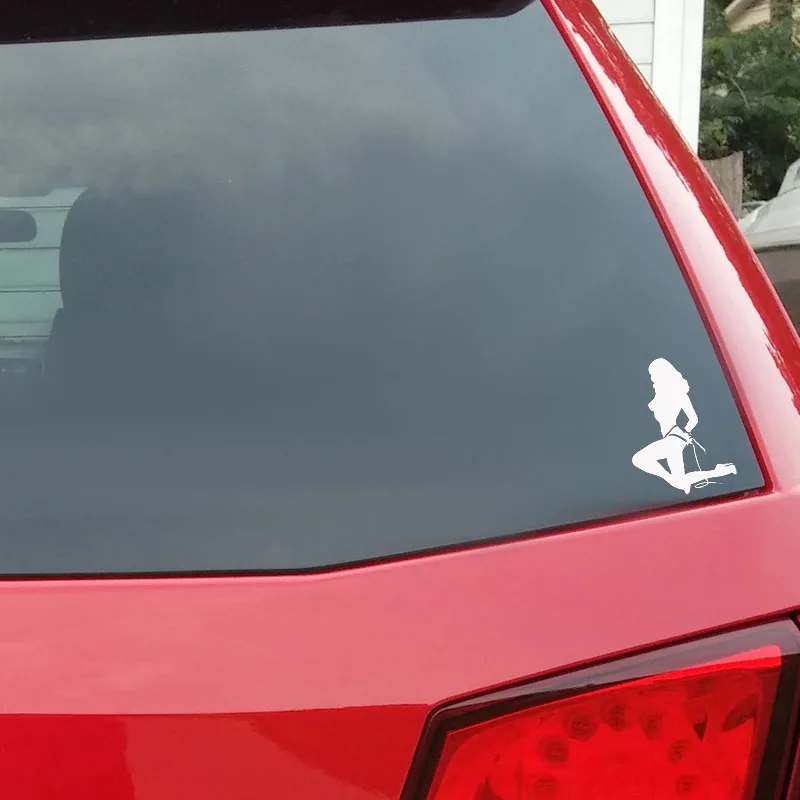 YJZT 8.9*12.2CM Binding Sexy Kneel Girl Car Sticker Advanced Design Black/Silver Vinyl Decals Covering The Body C20-0289 | Автомобили и