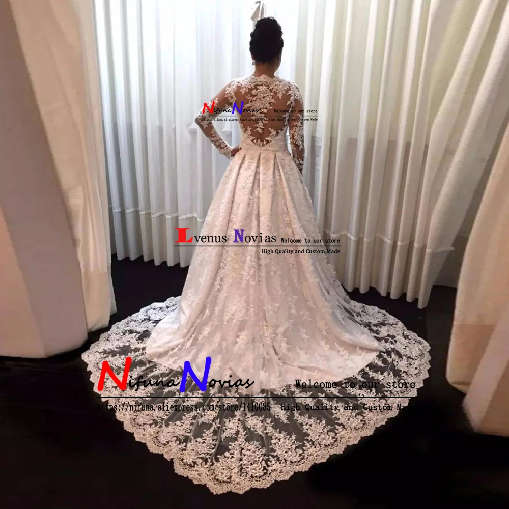 Robe de Mariee 2019 винтажное кружевное свадебное платье es с длинными рукавами