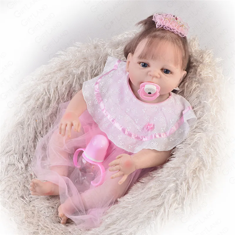 Reborn Baby Doll Bebe 23inch Full Silicone Girl Handmade Toy Lifelike Newborn Princess Victoria Bonecas Fashion | Игрушки и хобби