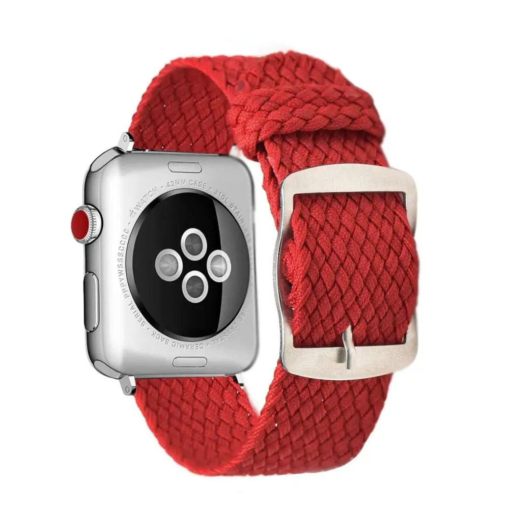 Red-Silver Модные петля ремешок нейлон кабель-браслет на запястье часы аксессуары для наручных часов Apple watch 1/2/3 42 мм 44 мм для наручных часов iwatch, ремешок 4/5 38 мм 40 мм - Цвет ремешка: Red-Silver