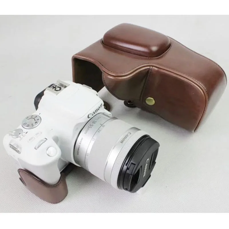 Искусственная кожа Камера сумка чехол с ремешком для Canon 200D кожи чёрный