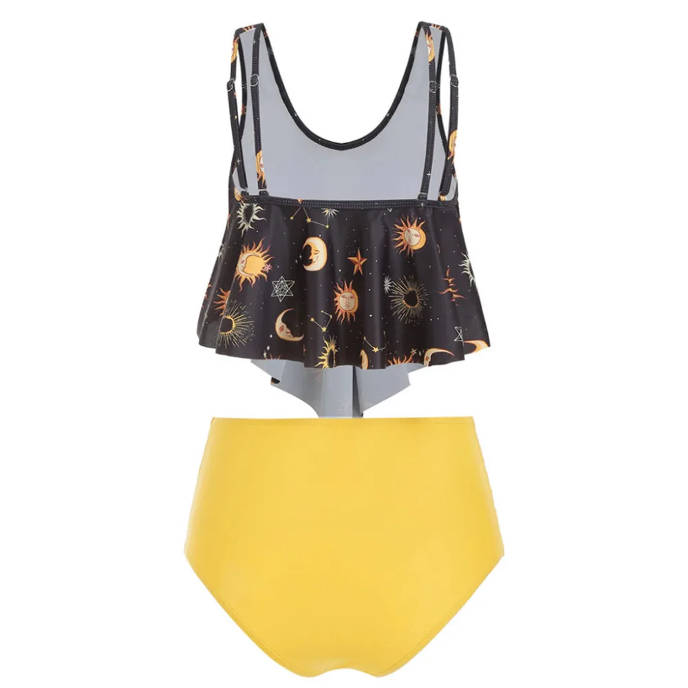 Женский купальный костюм с принтом Солнца и Луны привлекательный комплект