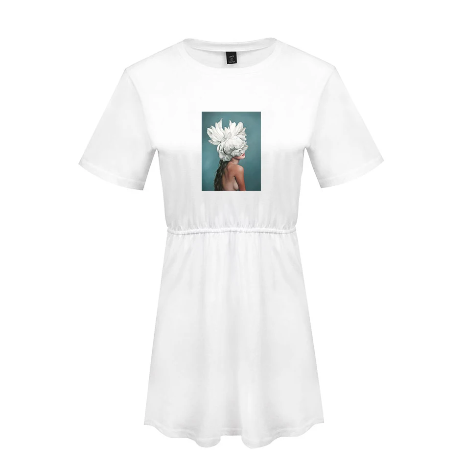 Aesthetic Beautiful Flower Women's Sexy Dress Summer 2019 Hot Soft Korean Pajamas Harajuku White Plus Size 4XL | Женская одежда