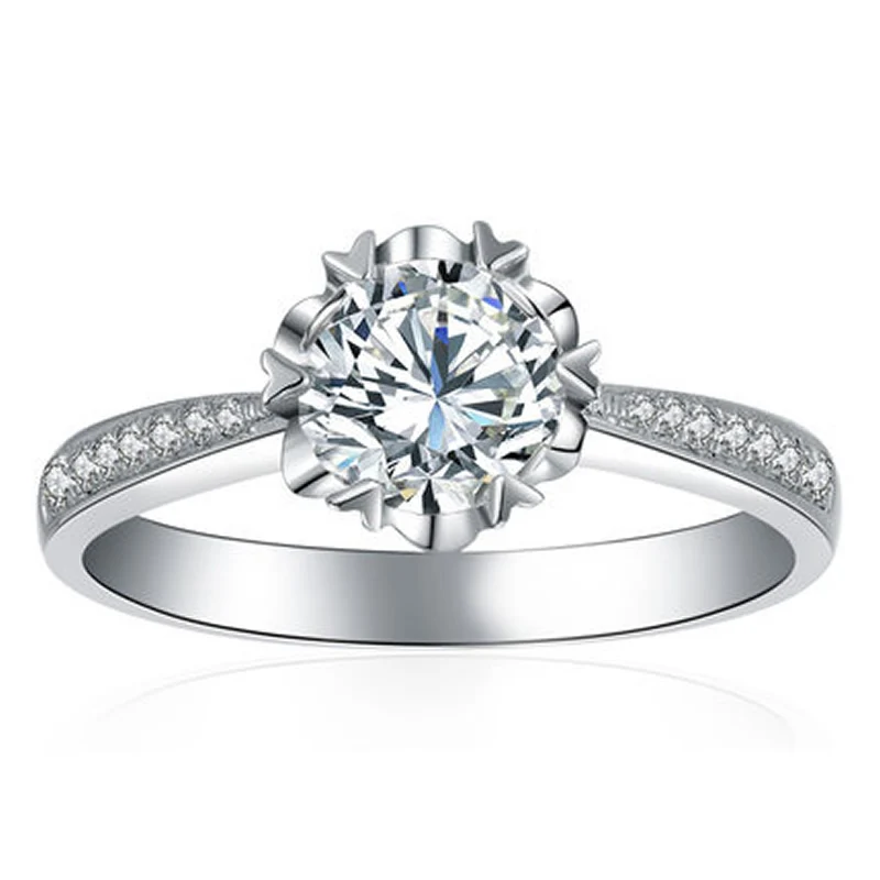 Женское Обручальное Кольцо ANI 18K из белого золота (AU750) сертифицированное 0 3 карат