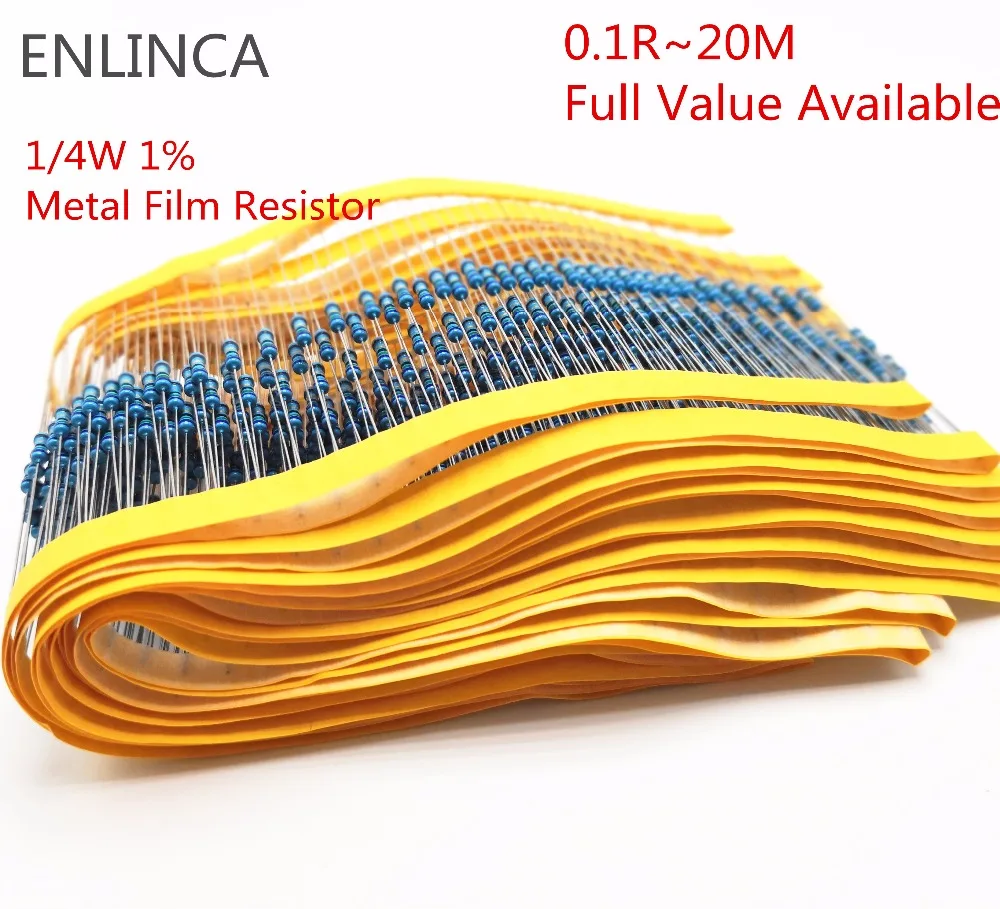 100 шт. 1R~ 1 м 1/4 Вт 0,25 36R 39R 10K 22K 47K 100 к 100 220 1K5 2K2 100R 220R 1K 1,5 K 2,2 K 4,7 K 4K7 Ом металлической пленке резистор 1% 1/4W