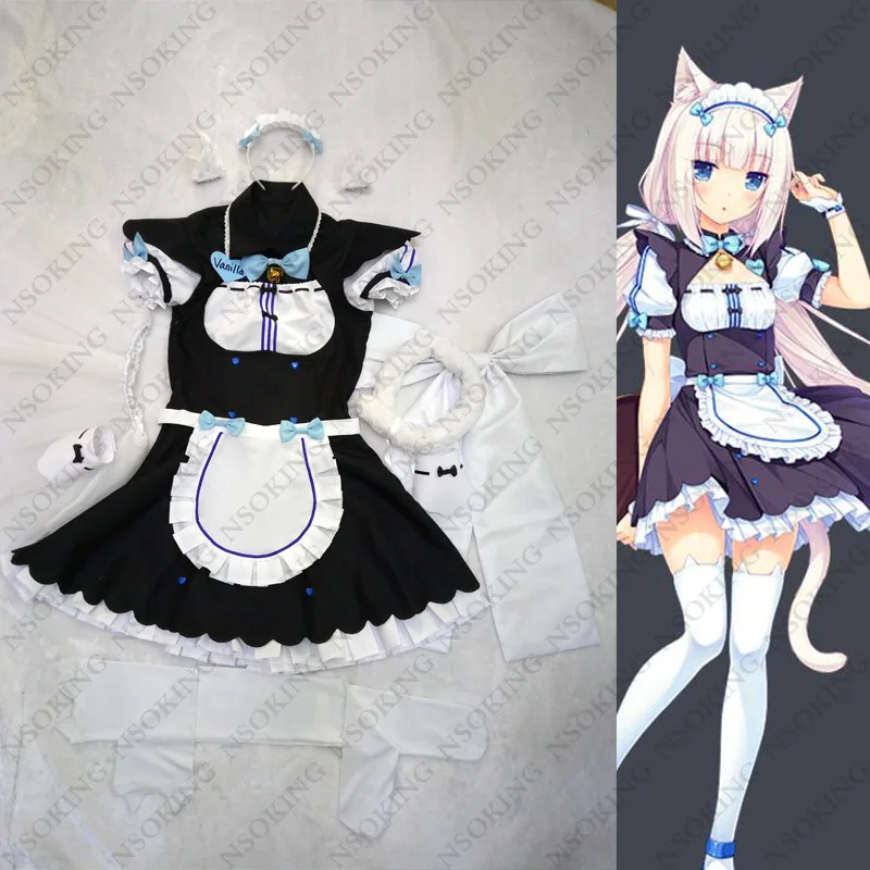 Nekopara ванильный костюм горничной для косплея, сделанный на заказ