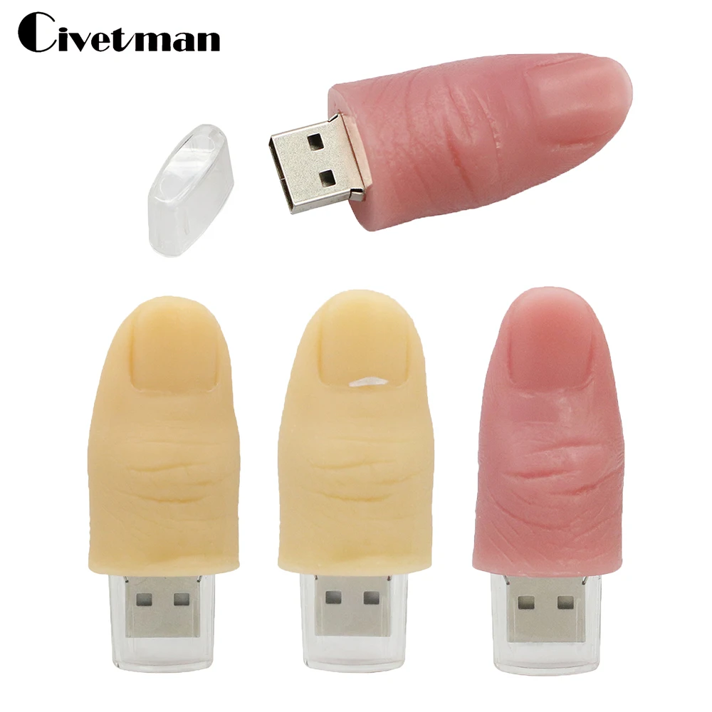 Флеш накопитель с мультяшным пальцем USB флеш 8 ГБ 16 32 64 128 256 2.0 Flash Memory Stick Thumb Cle Memoria