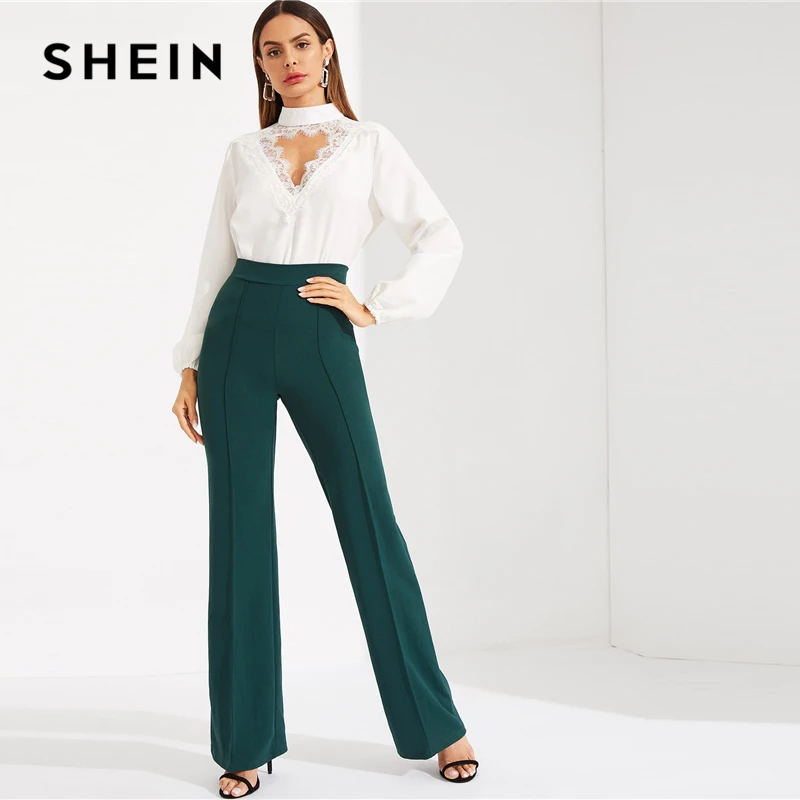 SHEIN Топ С Кружевной Отделкой И Воротником Чокером, Блуза С Кружевной Вставкой И Вырезом