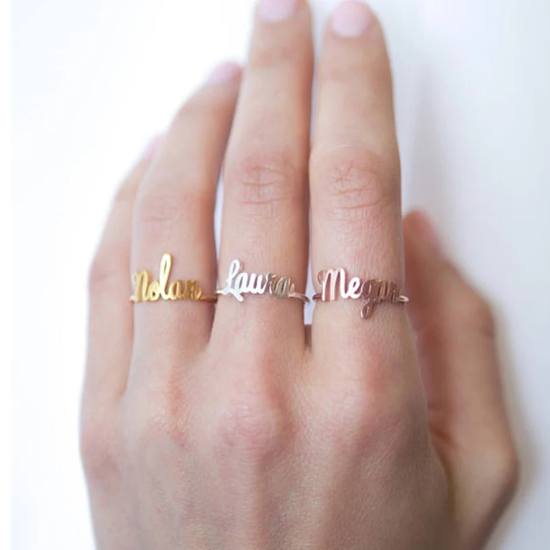 State men t Custom Name Ring персонализированные надписи инициалы регулируемое кольцо ювелирные изделия ручной работы подружек невесты подарки для женщин мужчин