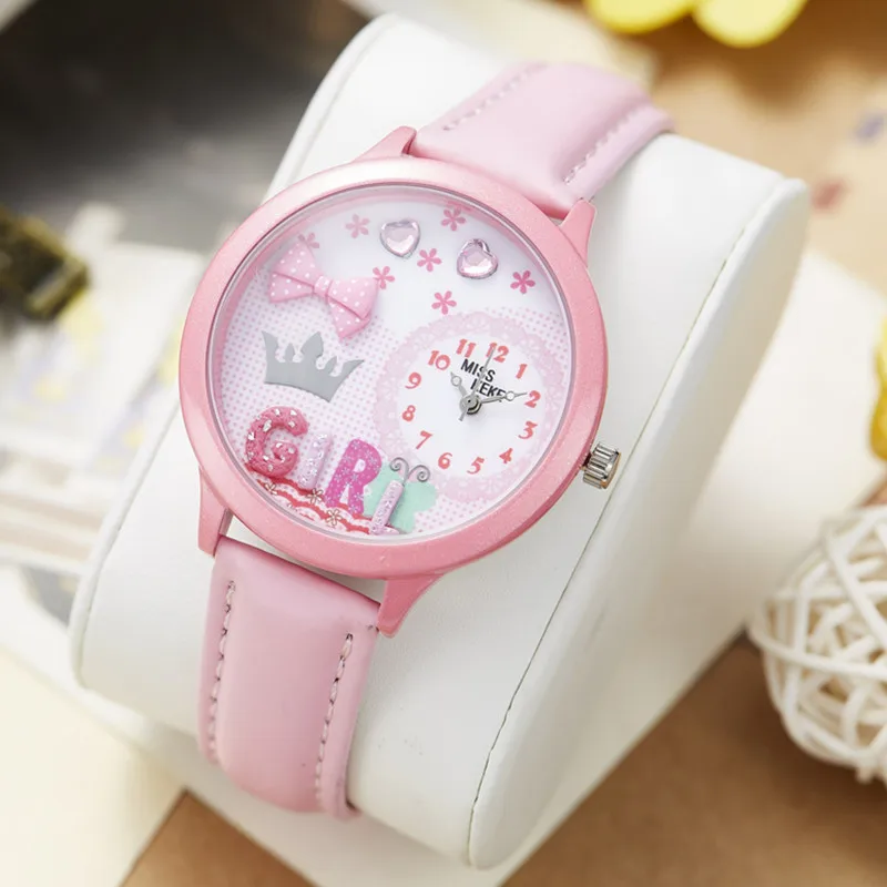 MISS KEKE 3D глина милые розовые Кристальные мини мировые часы с бантом Relogio Feminino