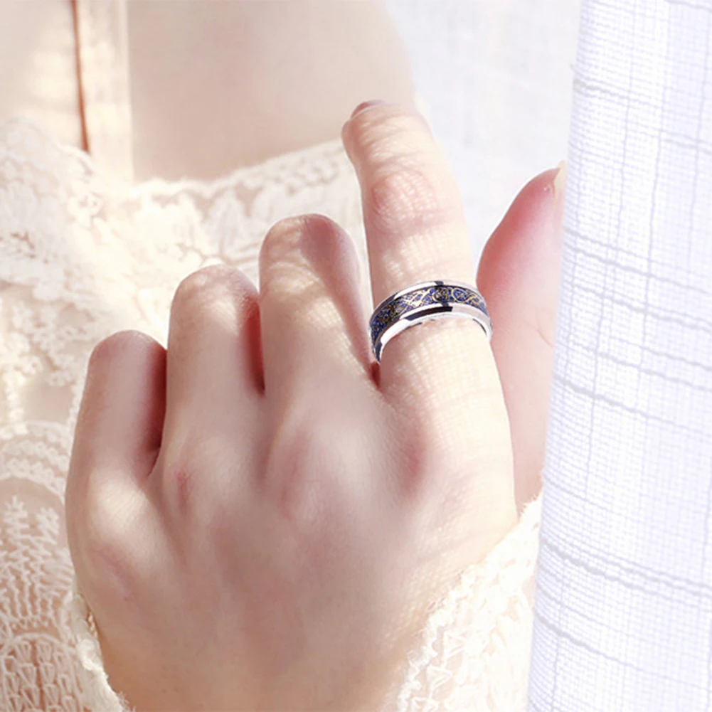 Обручальное кольцо из титановой стали с рисунком дракона унисекс | Украшения и