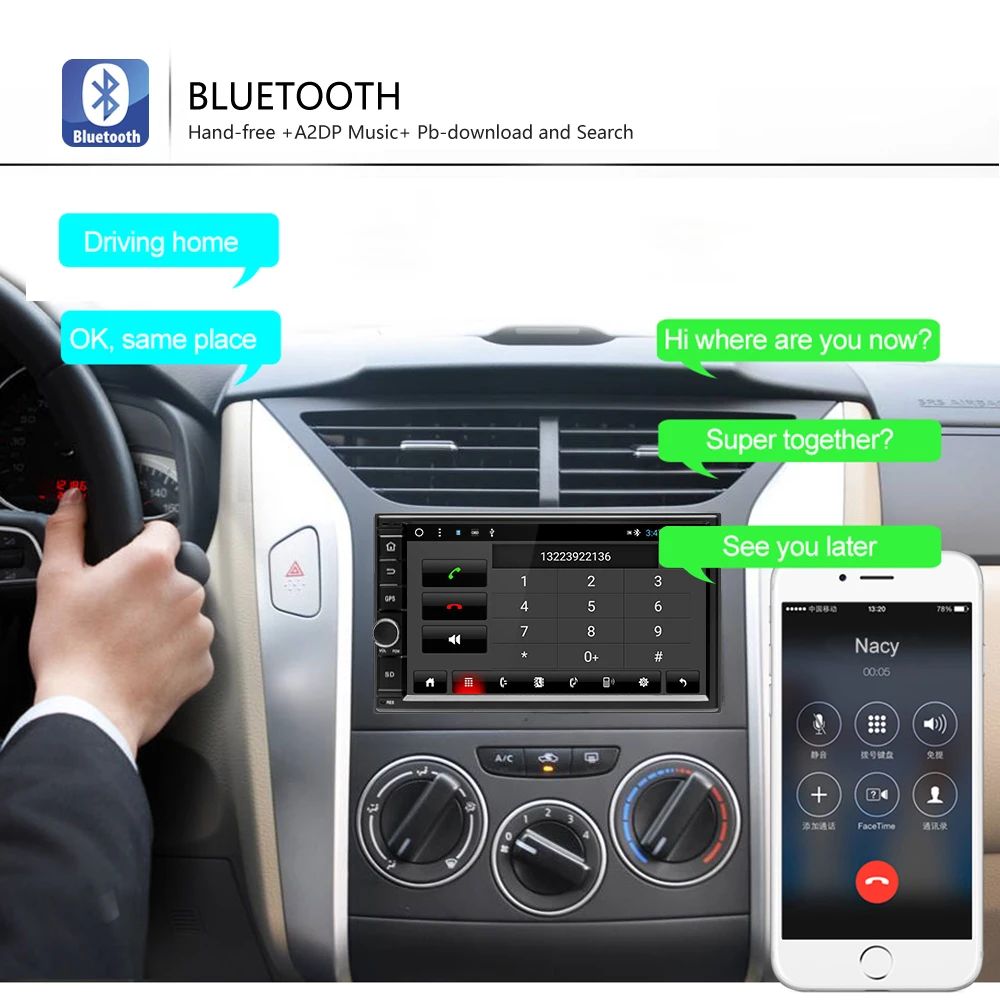 AMPrime 2 din автомобильный радиоприемник андроид gps 7 &quotBluetooth WI FI Mirrorlink DVR MP5