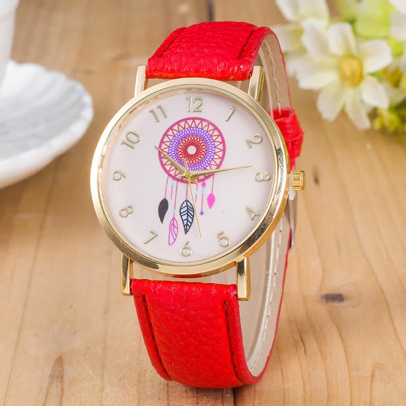 9 цветов МОДНЫЕ ЖЕНСКИЕ НАРЯДНЫЕ часы кварцевые с рисунком Ловца снов relojes mujer