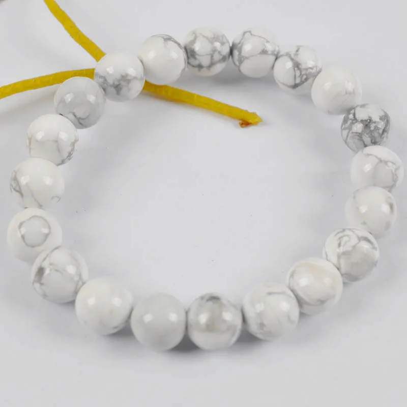 10 мм белый бирюзовый браслет с круглыми бусинами женский подарок 8 дюймов G246