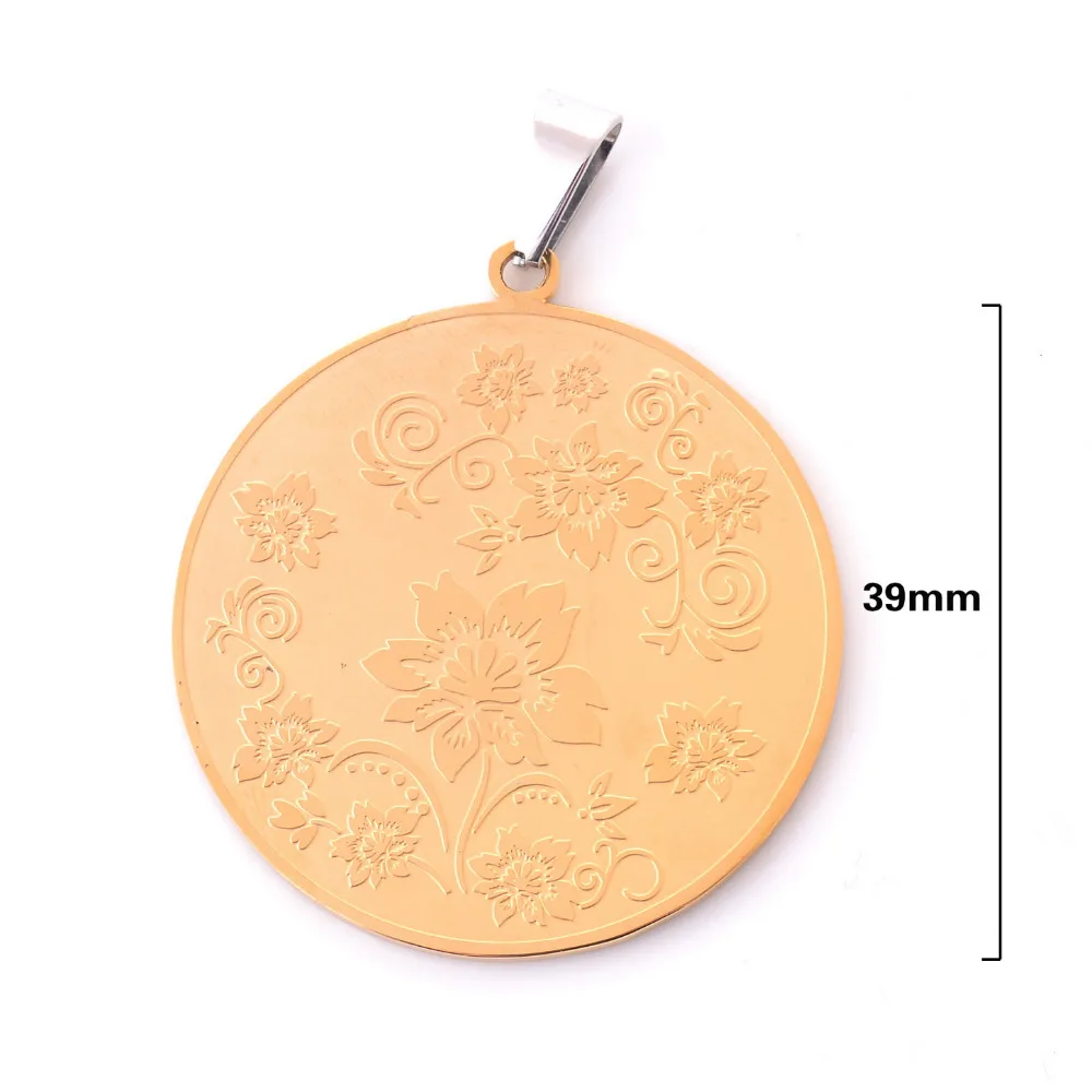 Модные позолоченные цепочки из нержавеющей стали 316L круглые подвески золотого