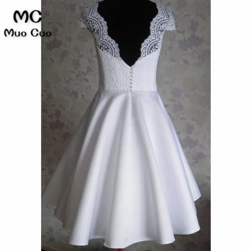 2018 A-Line Свадебные платья Короткие Robe de mariage Кружева Аппликации Рубашка с короткими