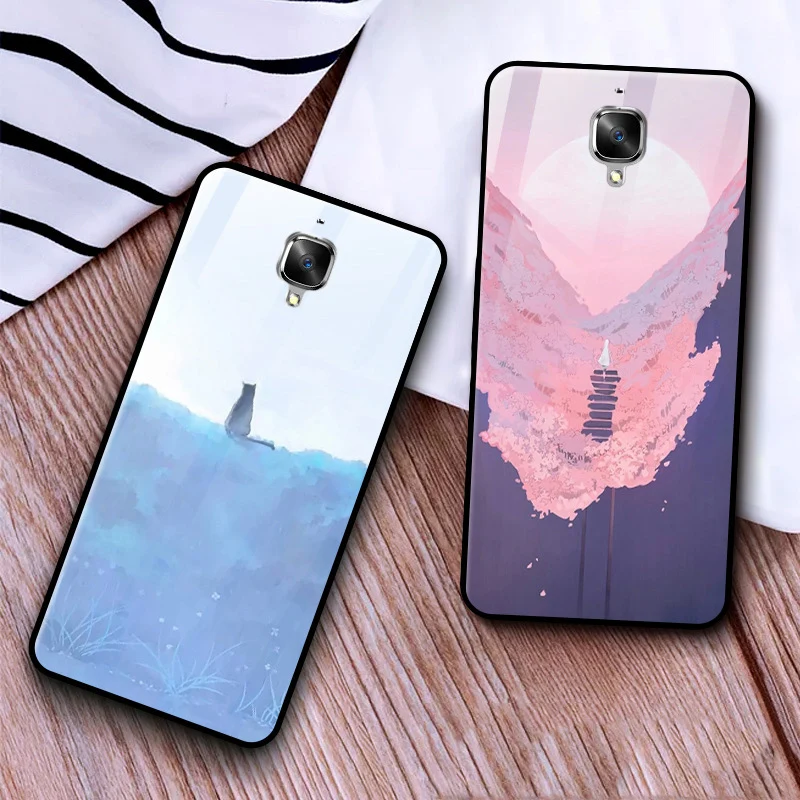 Чехол для телефона для Oneplus 3 чехол закаленное стекло силиконовые края из ТПУ Корпус Oneplus3 A3000 чехол Защитный чехол для One plus 3 задняя крышка