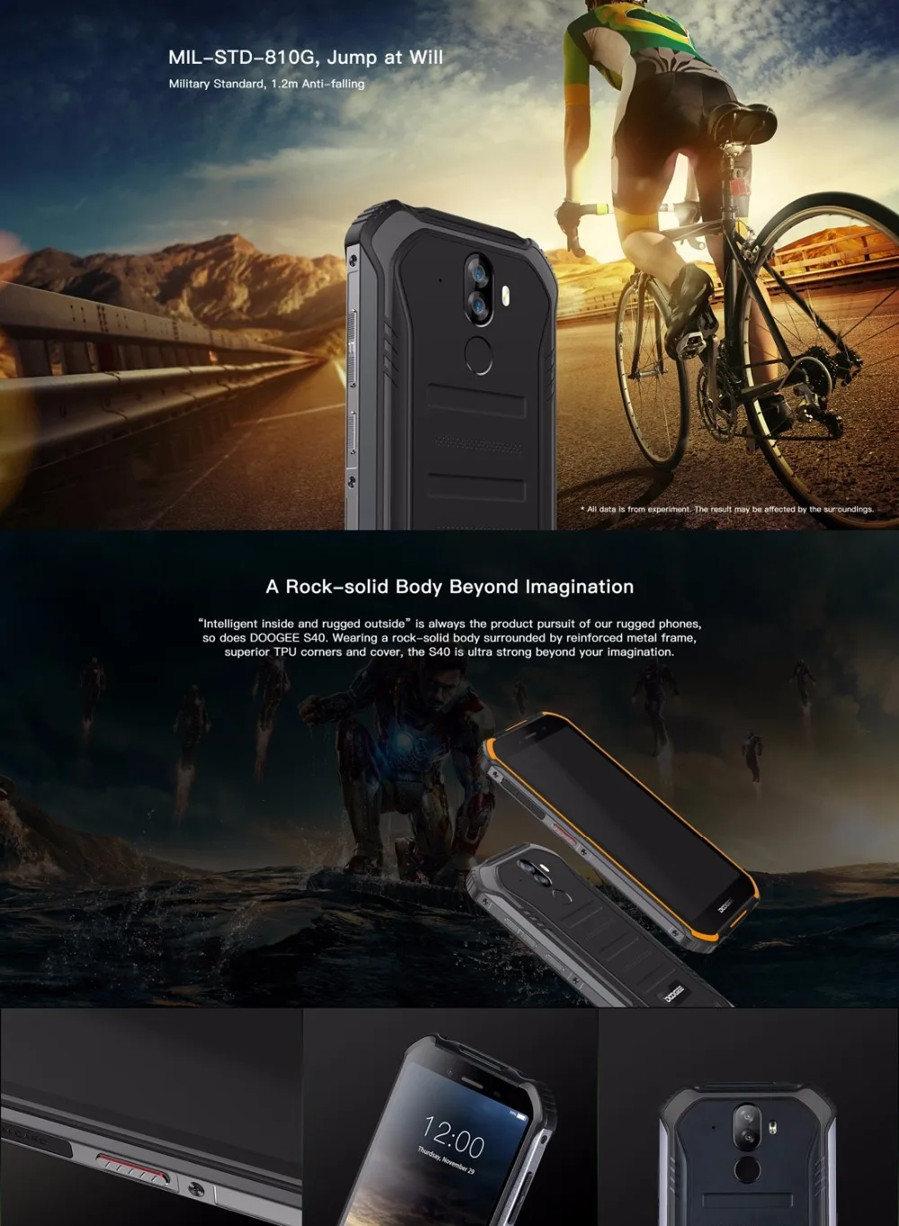 DOOGEE S40 подключается к сети 4G прочный мобильный телефон 5 &quotДисплей 4650 мА/ч MT6739 4