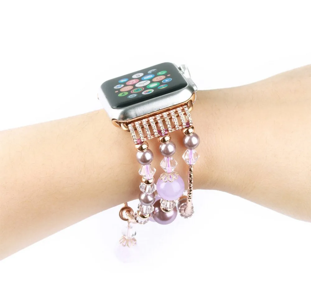 С агатовым браслетом Для apple watch band 4 44 мм 40 мм Женский браслет ремень iwatch 3 2 1 ремешок 42 мм 38 мм аксессуары для часов
