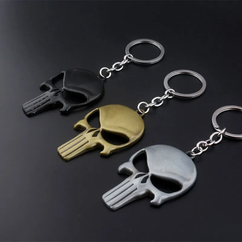 

SG The Punisher Skull Key Chain Punisher Skeleton Keyring Men Keychains Terminator Skull Head logo Keychains Cosplay Jewelry