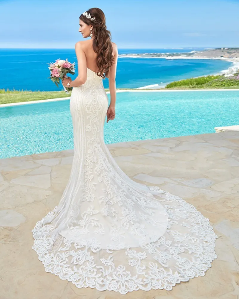 Элегантный Русалка Свадебные Платья Длинные 2017 Новый Vestido Де Novia Бусы Аппликации