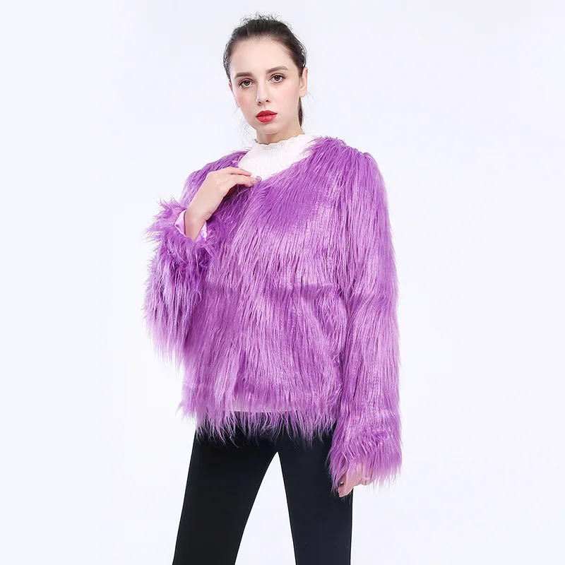 

S-3XL Women Washed Smooth Faux Fox Fur Long Sleeves Solid Short Coat 12 Colors 2019 Plus Size Cape Winter Thick Warm Cardigan