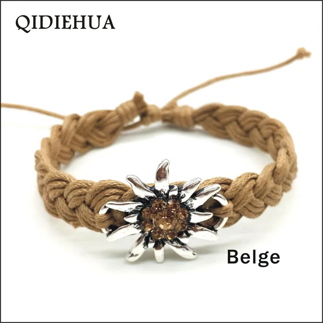 QIDIEHUA, серебряный цвет, ручной работы, Edelweiss браслеты и браслеты, регулируемые, счастливые, разноцветные, ручной работы, браслеты дружбы для женщин