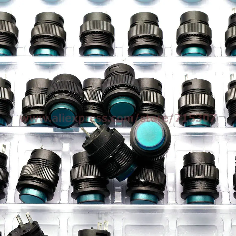 PHISCALE 20 шт. Зеленый кнопочный переключатель R16-503A 16 мм круглая форма