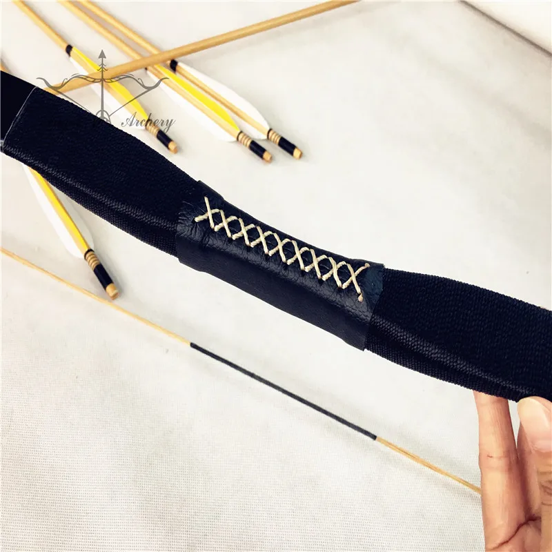 Черный кожаный бант 20lb-60lb ручной работы для Longbow охоты лука луки и стрелы